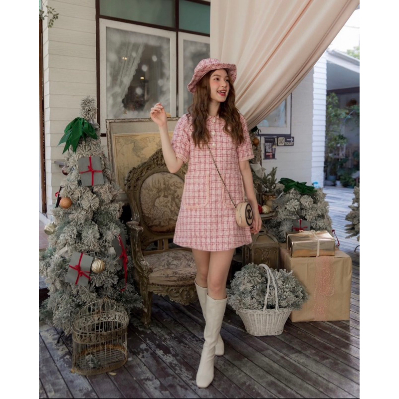 #JBS1159 Umiko Tweed Set with Hat* (xs มือ1 ซื้อมาแกะป้ายแล้วก็ซัก ยังไม่เคยใส่)