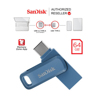 SANDISK ULTRA DUAL DRIVE GO USB TYPE-C 64GB BLUE (SDDDC3-064G-G46NB) แฟลชไดรฟ์ ไดร์ฟ OTG สำหรับโทรศัพท์ แทปเลท คอม PC