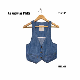 เสื้อกั๊กยีนส์วินเทจ Vintage jeans As know as PINKY ยาว 19 D283.b22