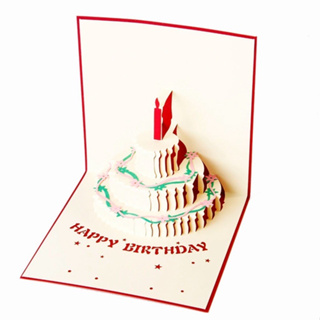การ์ดอวยพรวันเกิด บัตรอวยพรวันเกิด วันเกิด 3D เค้ก happy birthday card พร้อมส่ง