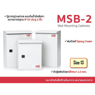 ตู้ไฟสวิทช์บอร์ดกันน้ำกันฝุ่น  MSB-1  ประตู 2 ชั้น ฝาทึบ มีหลังคา ตู้ควบคุมไฟฟ้า รุ่น FT-MS-MSB13-1