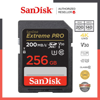 SanDisk Extreme Pro SD Card SDXC 256GB (SDSDXXD-256G-GN4IN*1) ความเร็วอ่าน 200MB/s เขียน 140MB/s เมมโมรี่การ์ด SDCARD แซนดิส รับประกัน Synnex lifetime