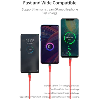 Hoco สายชาร์จเร็ว 5.0A/4.0A. สายถักอย่างดี 1.2m. Supercharge USB Type C Micro USB charging data cable U53