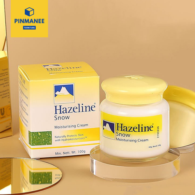 Hazeline Snow ครีมปกป้องผิวเรียบเนียน เฮสลีนสโนว์ ตราภูเขาครีมบำรุงใบหน้า100Gเพิ่มความกระจ่างใสให้กับผิว