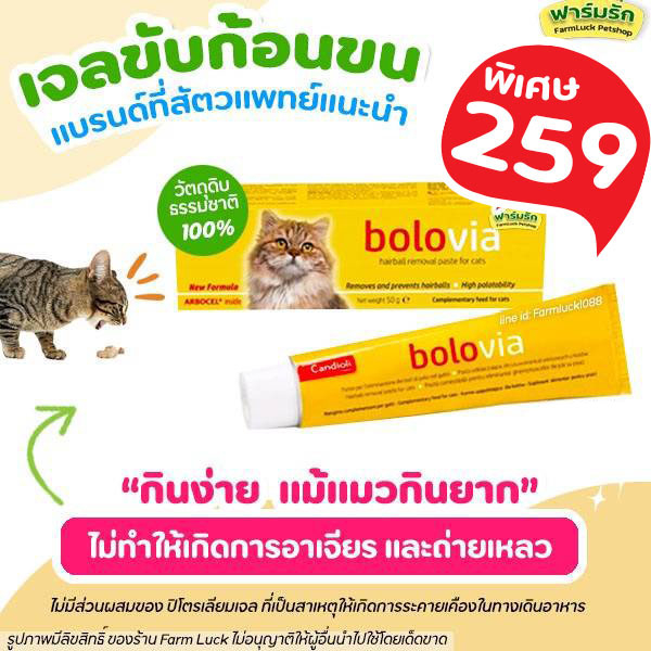 🧡พร้อมส่ง🧡เจลขับก้อนขนแมว Bolovia✅ธรรมชาติ100% ไม่มีส่วนผสมปิโตรเลียมเจล ไม่ทำให้อ้วก อาเจียร ลดอากา