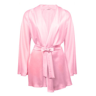 Annebra เสื้อคลุม ทรงกิโมโน ผ้าซาติน Satin Robe รุ่น AN8-662 สี Silver, Light Orange