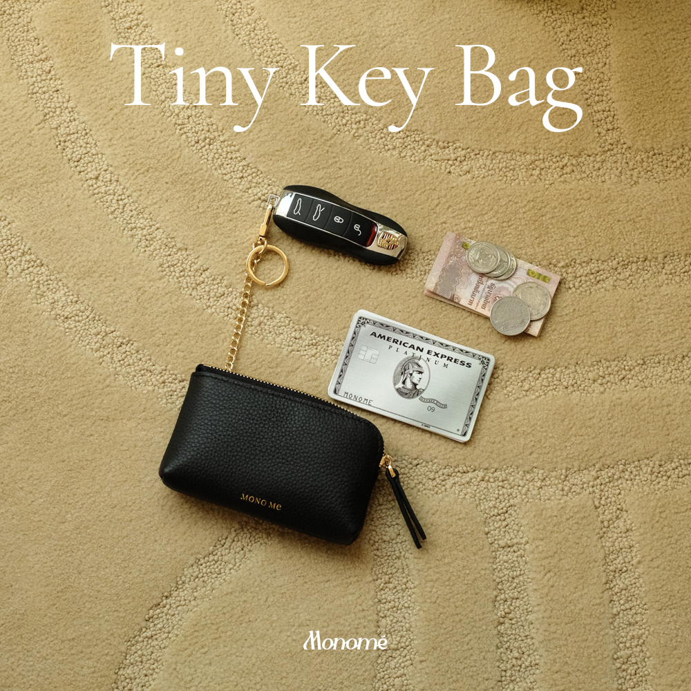 กระเป๋าเก็บกุญแจ ใส่บัตรคอนโดได้ Key pouch with chain รุ่น TINY key bag หนังแท้ MONOME BKK