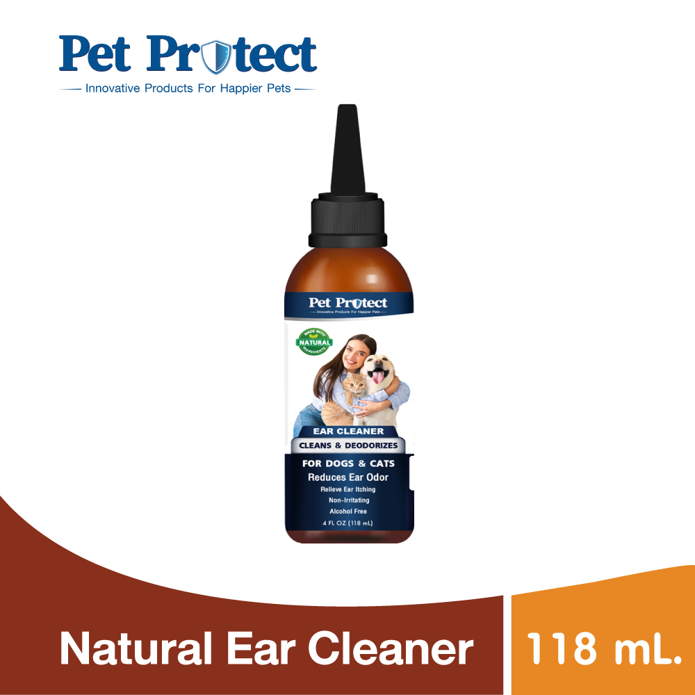 [29961] Pet Protect Ear Cleaner โลชั่นเช็ดหู สูตรอ่อนโยน ลดกลิ่นเหม็น ขจัดไรในช่องหู ขจัดขี้หูและแบคทีเรีย (118 มล./ขวด)