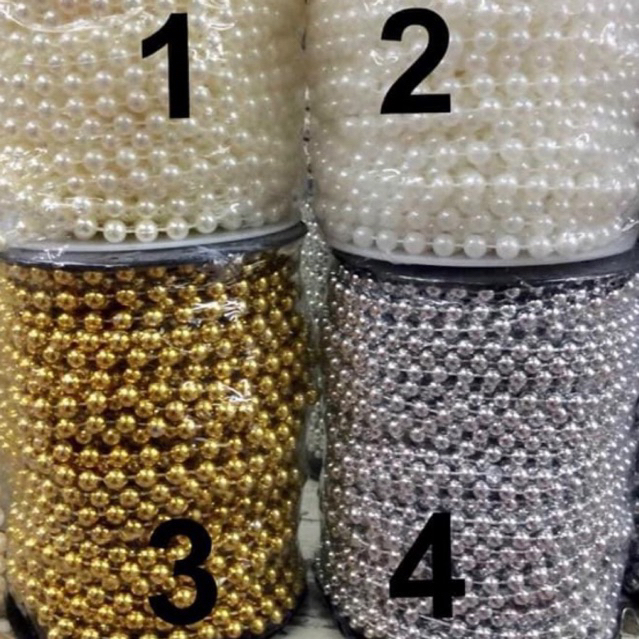 ลูกปัดมุกทองเส้น สีทอง ขนาด8มิล เนื้อดี สีสวยเงา ห่อ10เมตร