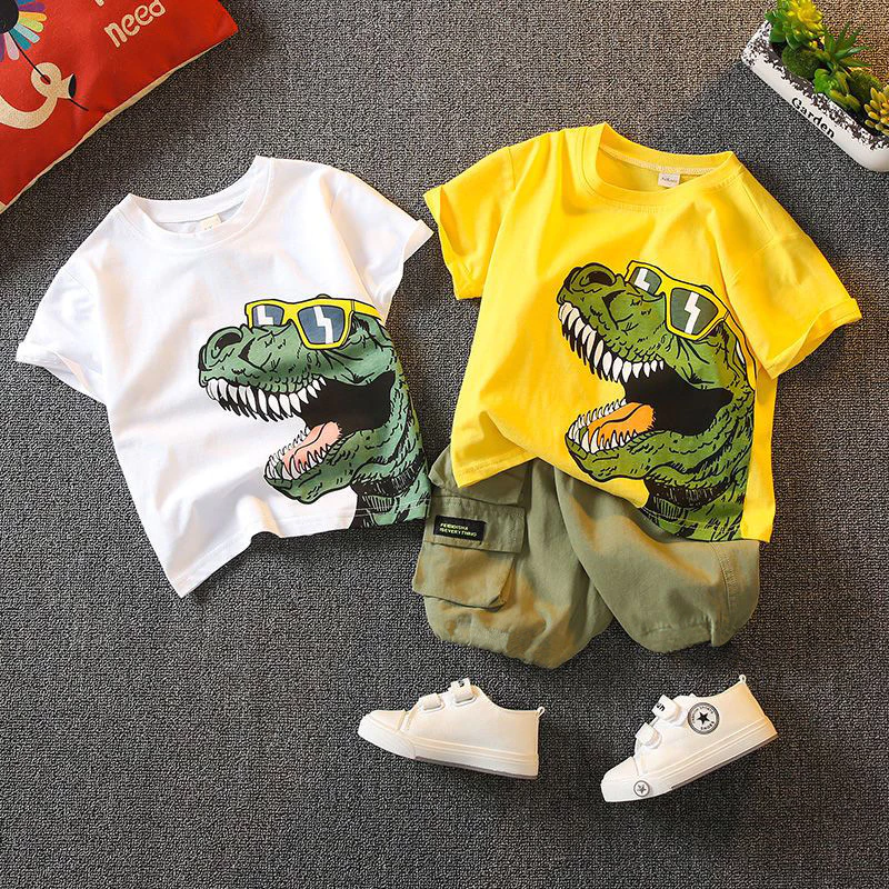 เสื้อผ้าเด็ก ชุดเด็กแฟชั่น ชุดแขนสั้น set 2 ชิ้น สไตล์เกาหลี เนื้อผ้าดี size(8เดือน -6ปี) PFS0051