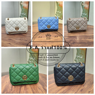 F.A ว่าแท้100% ของแท้จากอเมริกา tory burch แท้ 82368 Willa Simple Diamond Chain กระเป๋าสะพายข้างผู้หญิง Flip Bag