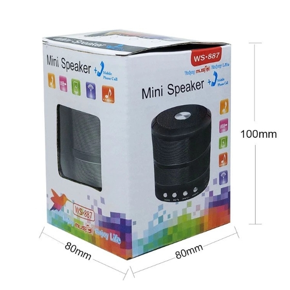 ลำโพงบลูทูธ WS887 ไมค์และลำโพงในตัว สนทนาได้ Mini Bluetooth รองรับ MP3 USB MicroSD