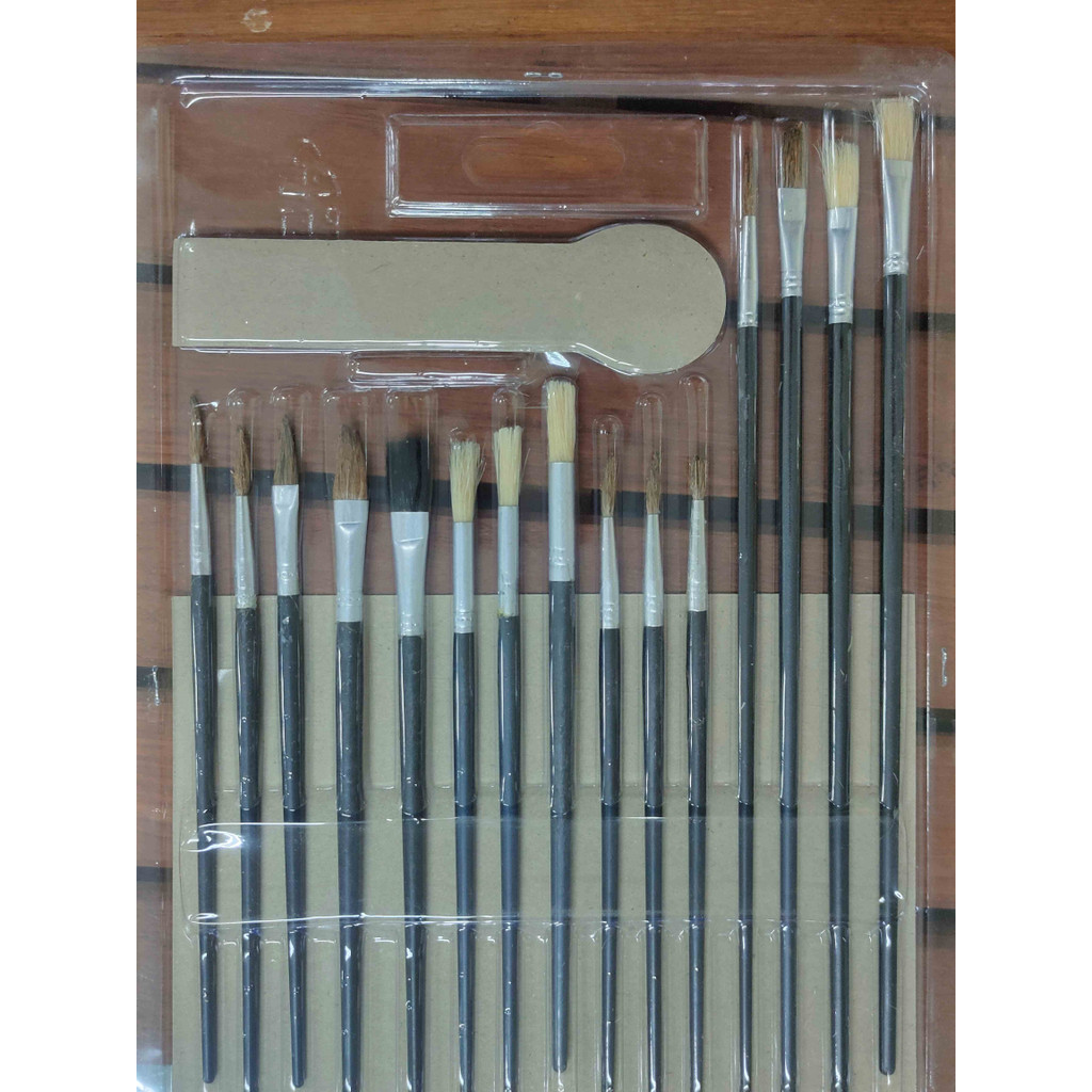 พู่กัน (เซ็ต 15 ด้าม) พู่กันระบายสี พู่กันสีน้ำ พู่กันสีโปสเตอร์ พู่กันสีอะคริลิค พู่กันสีน้ำมัน ภู่กัน พู่กันทาสี