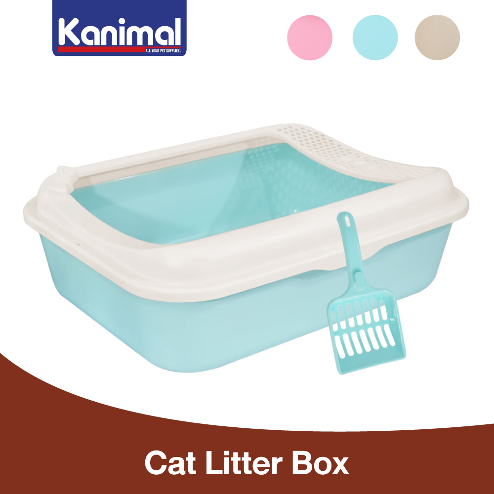 [50090] Kanimal Cat Toilet ห้องน้ำแมว กระบะทราย มีขอบกันทรายเลอะ 48.5x47.5x14 ซม. ฟรี! ที่ตักทราย