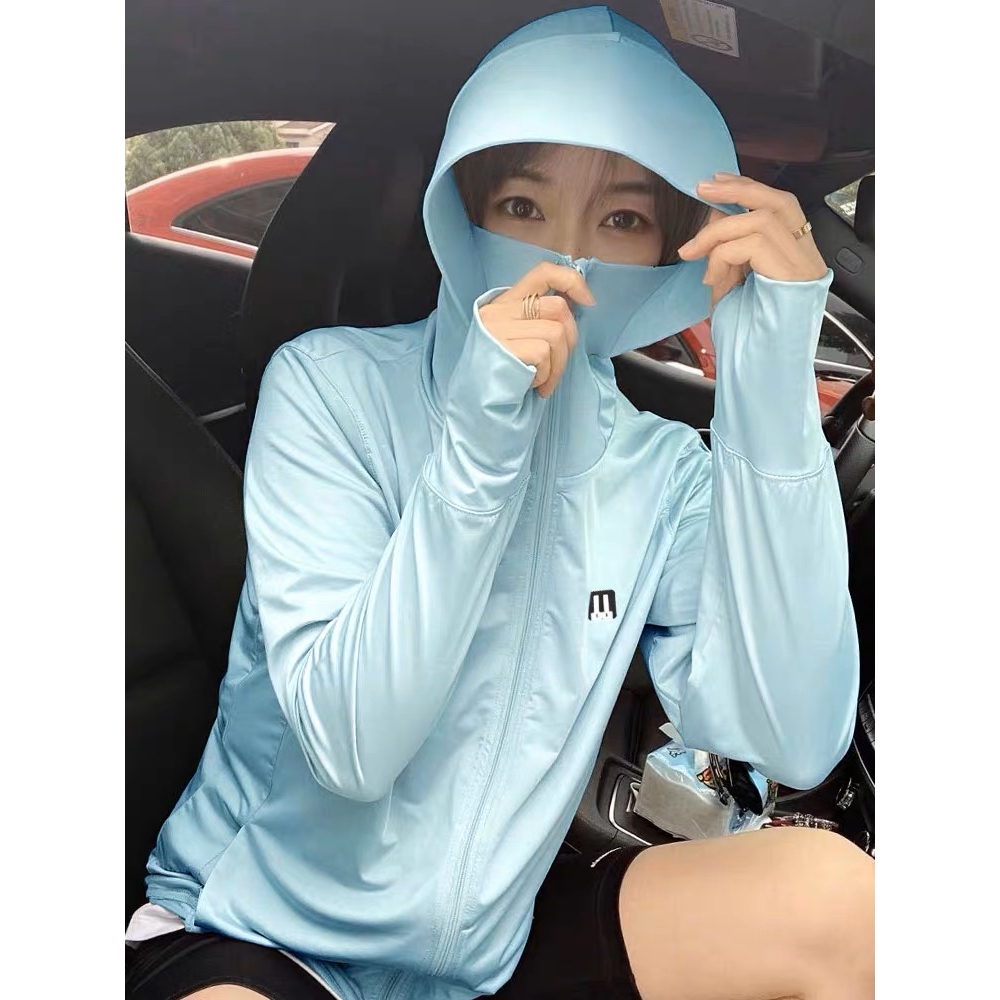 เสื้อกันแดด เสื้อกันแดดพร้อมส่วนปิดใบหน้า เสื้อคลุมกันแดด  เนื้อผ้านิ่มบางและระบายอากาศได้บางเฉียบป้องกันแสง T-01 - รูปที่ 6