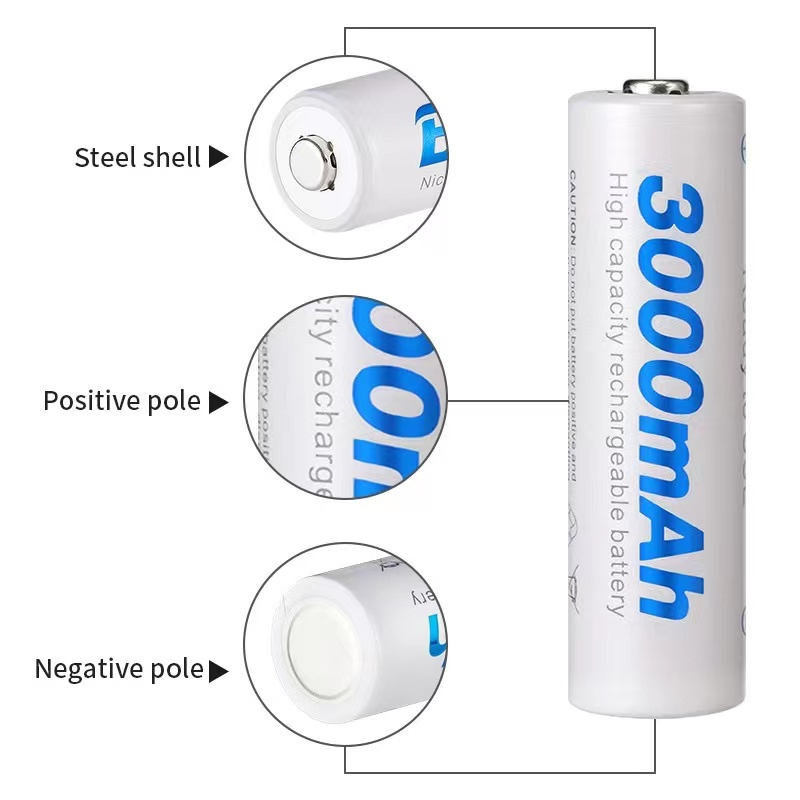 ถ่านชาร์จ AA BESTON 3000mAh 1.2V จำนวน 4 ก้อน ฟรีกล่องใส่ถ่าน คุณภาพสูง ราคาถูก