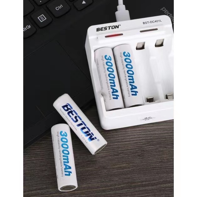 ถ่านชาร์จ AA BESTON 3000mAh 1.2V จำนวน 4 ก้อน ฟรีกล่องใส่ถ่าน คุณภาพสูง ราคาถูก