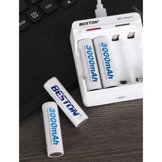 ถ่านชาร์จ AA BESTON 3000mAh 1.2V จำนวน 4 ก้อน ฟรีกล่องใส่ถ่าน คุณภาพสูง ราคาถูก