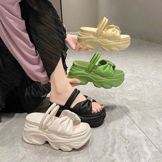 พร้อมส่ง!! รองเท้าส้นตึก รองเท้าผู้หญิง รองเท้าแฟชั่น สูง9cm Size34-39.