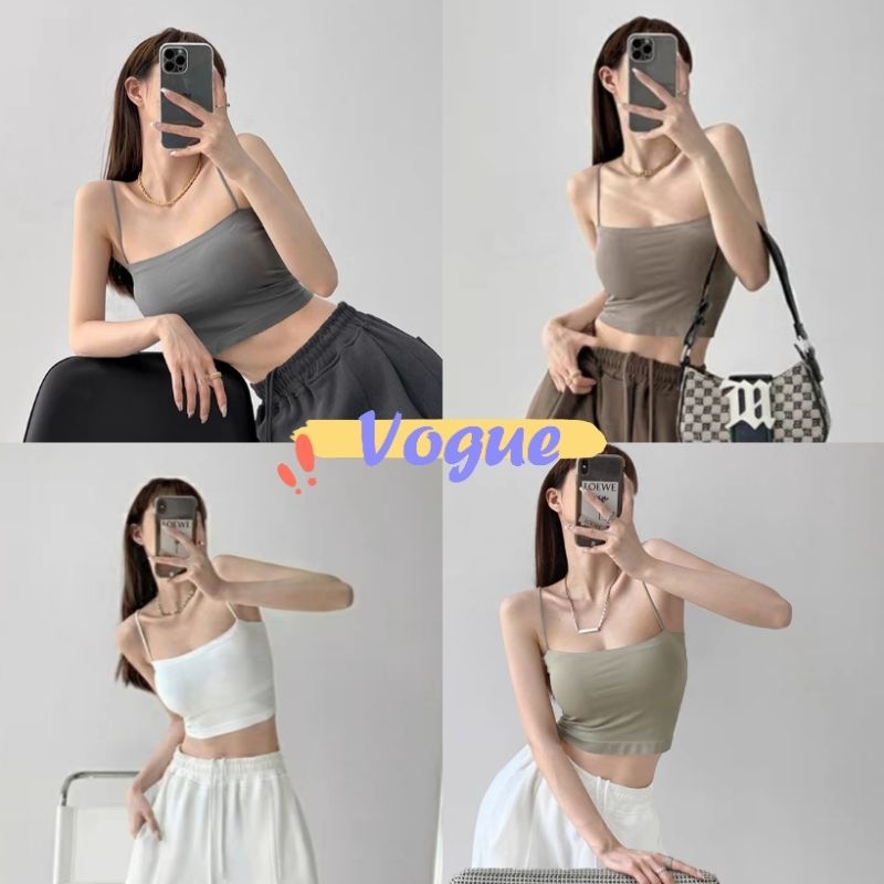 Vogue🌟พร้อมส่ง🌟 สายเดี่ยวบราฟองน้ำ ครอปสั้น มีฟองน้ำในตัว (FY1803/FY1806) -H