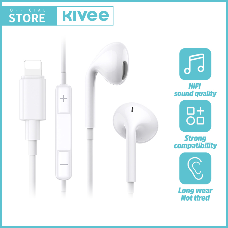 KIVEE หูฟังแบบมีสาย 3.5mm/Lightening For Samsung Oppo HUAWEI Apple earphone ของแท้100%  สามารถคุยไมค์ได้ หูฟังราคาถูก
