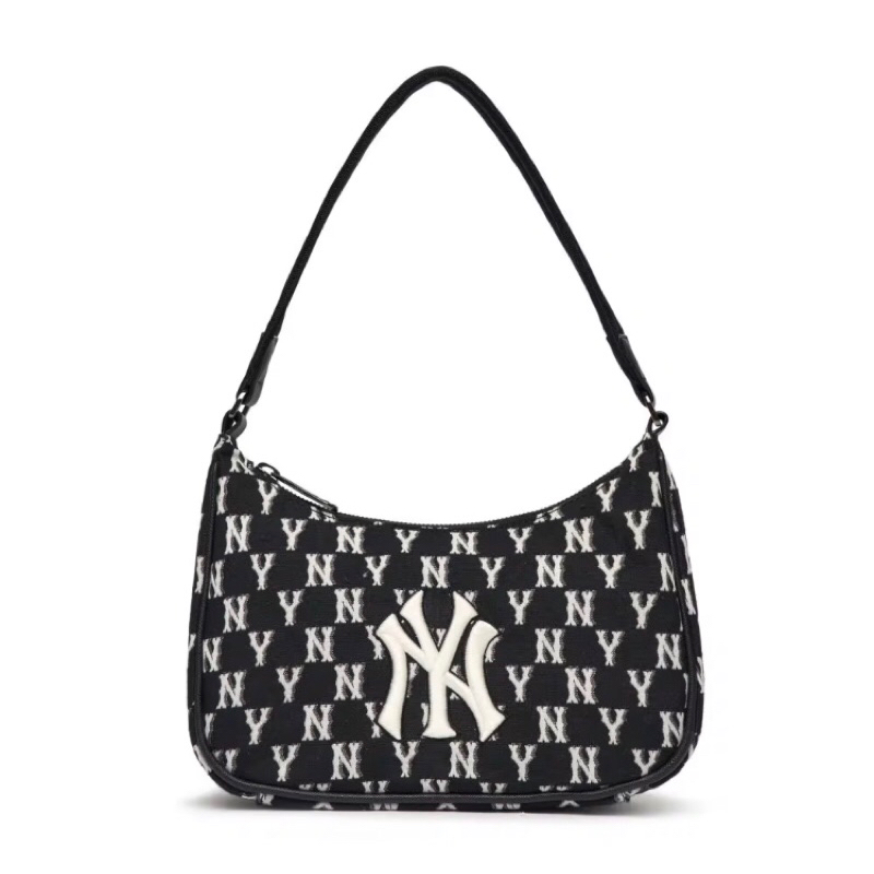 กระเป๋าสะพาย MLB Jacquard Monogram hobo bag BLACK NEW YORK YANKEES