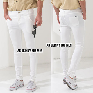 AB Skinny For Men สีขาว กางเกงสกินนี่ยีนส์ 16 สี ของแท้ จากเพจดัง 80,000 Like กางเกง AB สกินนี่ยีนส์ ผู้ชาย