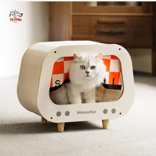 PETPRO • บ้านแมว คุณภาพ ที่นอนแมว บ้านแมวไม้ ด้านข้างสามารถลับเล็บได้