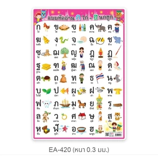 โปสเตอร์พลาสติก PP ก-ฮ, กไก่ ขนาด A4 OST รหัส EA-338,EA-340,EA-355,EA-417,EA-418,EA-420,EA388.