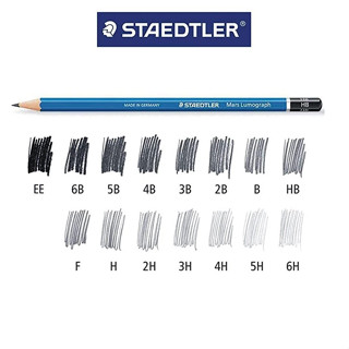 STAEDTLER สเต็ดเล่อร์ ดินสอเขียนแบบ 6H/5H/4H/3H/2H/H/F/HB/B/2B/3B/4B/5B 100 Mars Lumograph