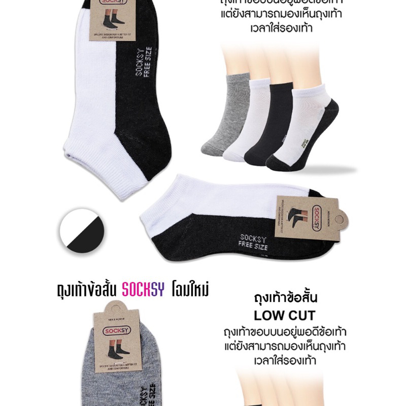 pJ(Socksy)ถุงเท้า ถุงเท้าข้อสั้นชายหญิง ราคาถูก ผ้านุ่ม ใส่สบาย