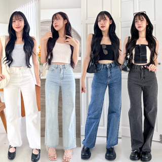 กางเกงยีนส์เอวสูง " EMMY JEANS (Light blue/Dark blue/Black/White) " (#NCSJEANS057/065/073/074)