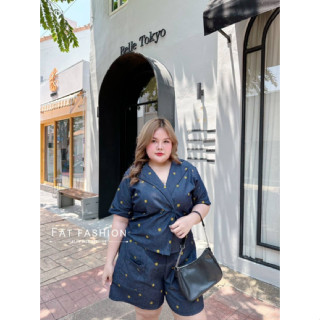 🔥Plussize🔥ชุดเซทเสื้อ+กางเกงคนอ้วน🔥Chest (อก) :  44-50"     Waist (เอว) :  34-44”