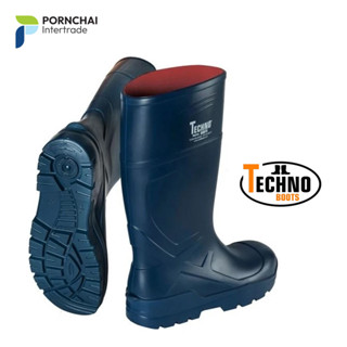 รองเท้าบูท Troya SAFETY หัวเหล็ก (Blue/Blue) Techno Troya Boots รองเท้าบูทนิรภัย PU น้ำหนักเบา