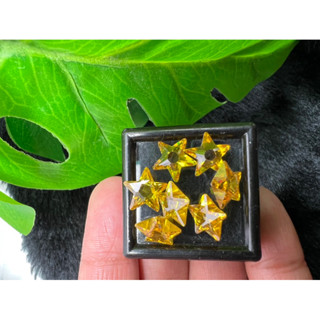 Cz Diamond Star shape bottom flat yellow  9x9 mm sale 2 pieces