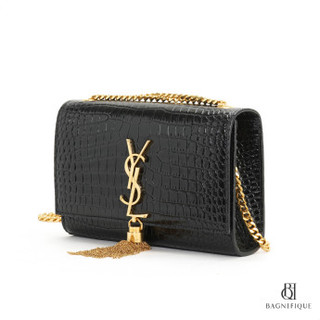 YSL KATE SMALL BLACK CROC EMBOSSED GHW