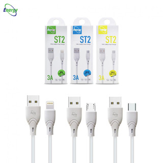 สายชาร์จ ST2 QC3.0A แอมป์ Charge &amp; Sync Fast charge รองรับมือถือหลายรุ่น  ของแท้ ยี่ห้อ Energy