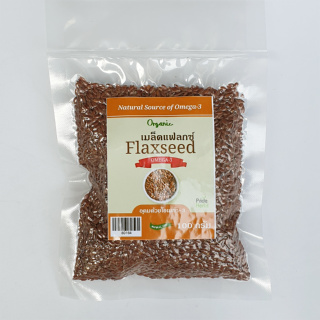 เมล็ดแฟลกซ์ 100 กรัม สีน้ำตาล ออร์แกนิค บรรจุในซองสุญญากาศ Flaxseed Brown