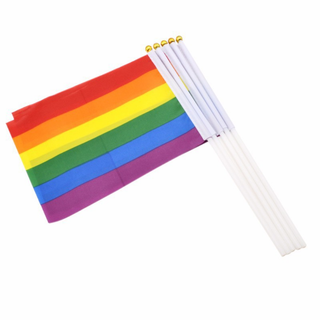10ชุด ธงLGBT พร้อมเสาสีขาว ขนาด21x14cm พร้อมส่งทุกวัน