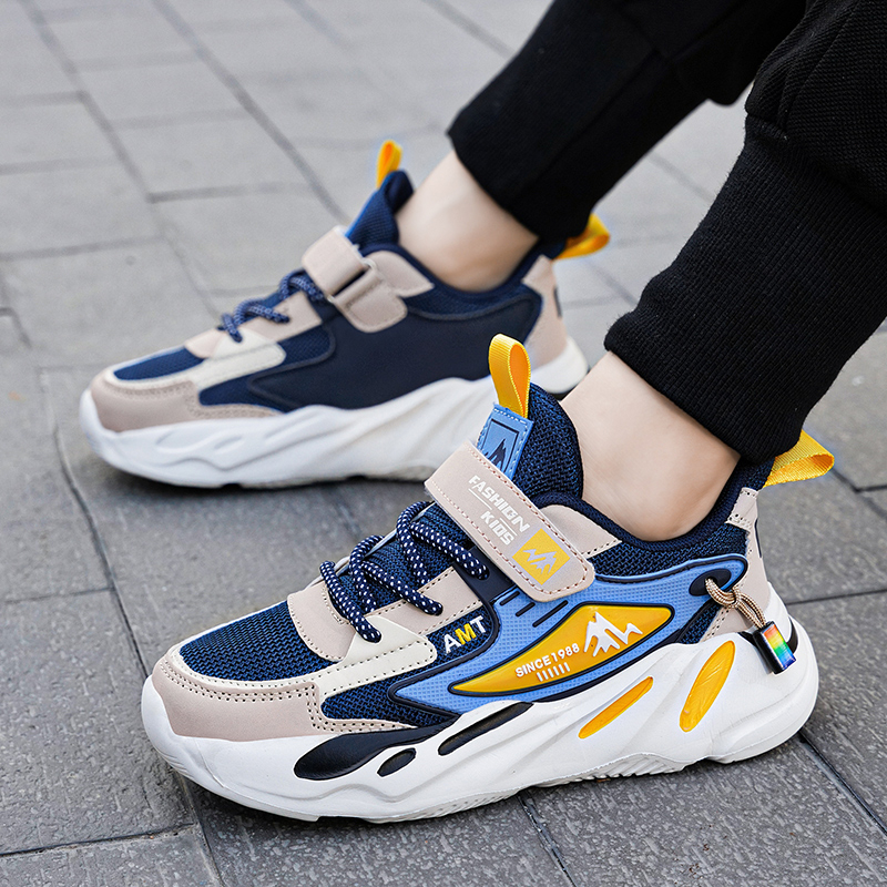 รองเท้าผ้าใบเด็ก 6-14 ปีนักเรียนชายรองเท้าตาข่ายระบายอากาศกันลื่น - รูปที่ 2