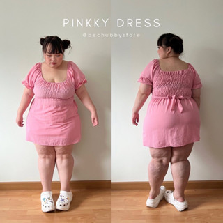 “ Pinkky dress” เดรสกึ่งเสื้อไซต์ใหญ่ เดรสสีชมพูสาวอวบ