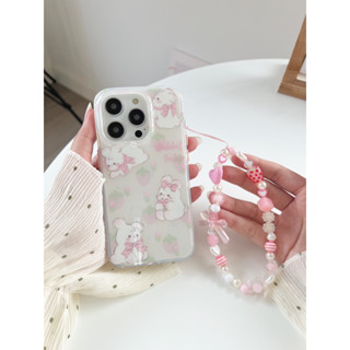 สอบถามก่อนกดสั่ง เคสกระต่าย กระต่าย เคสแถมสายคล้อง สายคล้อง ผิวเงา ขอบนิ่ม แข็ง เคสโทรศัพท์ strawberry ลูกปัด เคสแข็ง