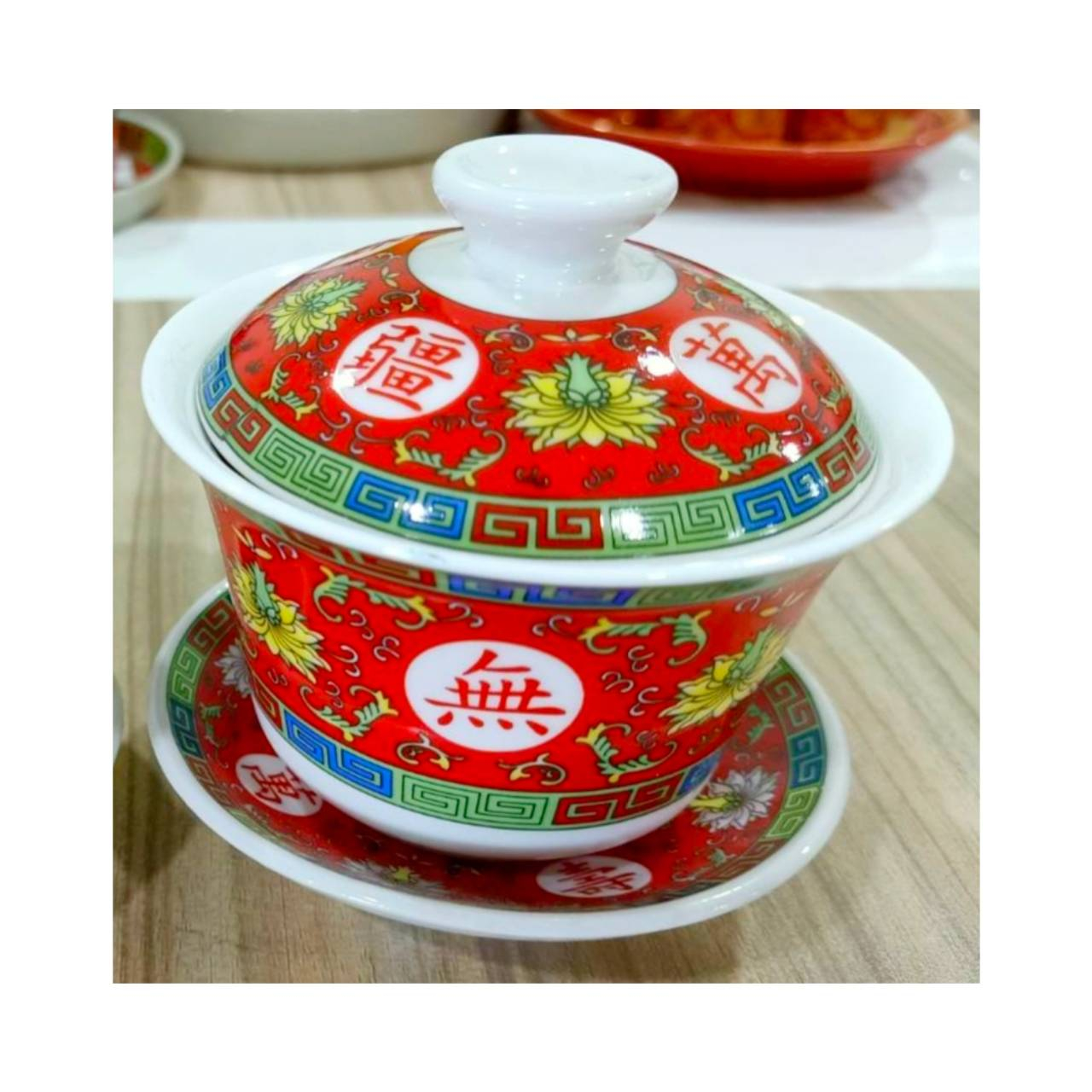 CH0506 ถ้วยน้ำชา  ชุดไหว้เจ้า เซรามิก พร้อมฝาปิด และจานรอง CH0523🔰โปรดอ่านรายละเอียดก่อนสั่งซื้อค่ะ🔰 - รูปที่ 6