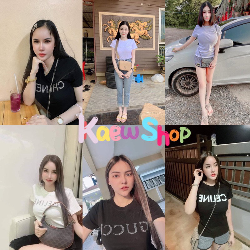 เสื้อยืดป้ายMEพร้อมส่ง S2 งานรีดเพชร สกีนลายใหม่