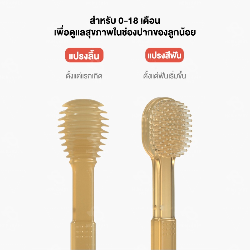 ชุด 2 ชิ้น แปรงลิ้น แปรงลิ้นเด็ก แปรงเหงือกเด็ก ซิลิโคน ทําความสะอาดลิ้น 0-18 เดือน - รูปที่ 4