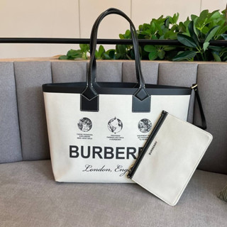 NEW BURBERRY LARGE LONDON TOTE BAG IN BLACK กระเป๋าสะพายไหล่ทรงช้อปปิ้ง