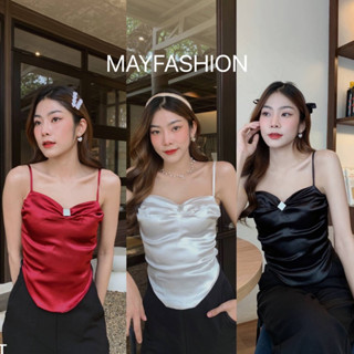 MAYFASHION เสื้อครอปสายเดี่ยว ผ้าซาตินเกรดA มาพร้อมเข็มกลัดเพชรถอดได้นะคะ