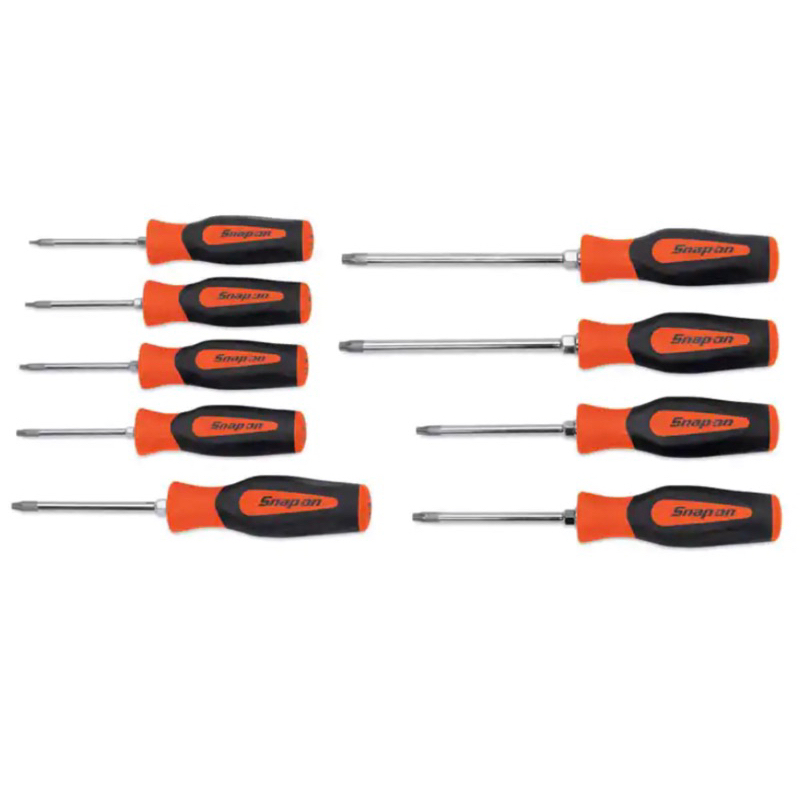 Snap On 9 pc TORX® Instinct® Soft Grip Screwdriver Set (Orange) ชุดไขควง Torx หัวดาว 9 ด้าม