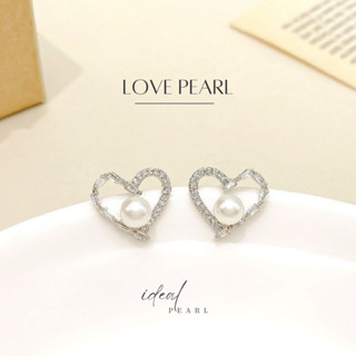 iDEAL✨พร้อมส่ง ต่างหูไข่มุก Love Pearl ตุ้มหูเงินแท้ ไข่มุกธรรมชาติแท้ 100% ต่างหูเงินฝังเพชร ตุ้มหูแฟชั่น ต่างหูมุกแท้