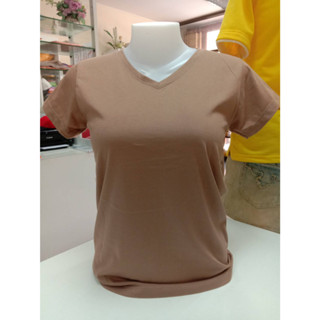 TI-26 เสื้อยืดสีกาแฟ คอวี